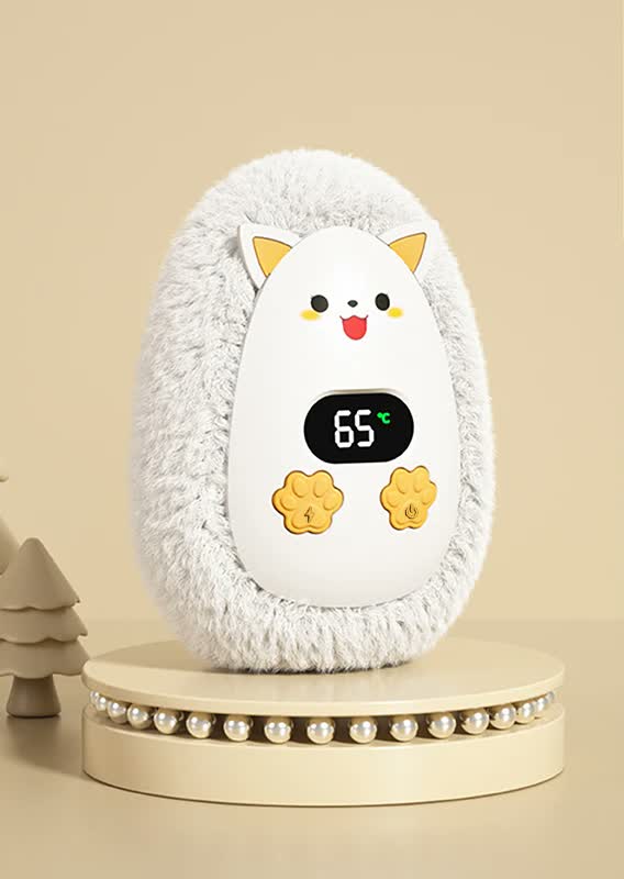 Calentador de manos CozyPuff modelo zorro blanco